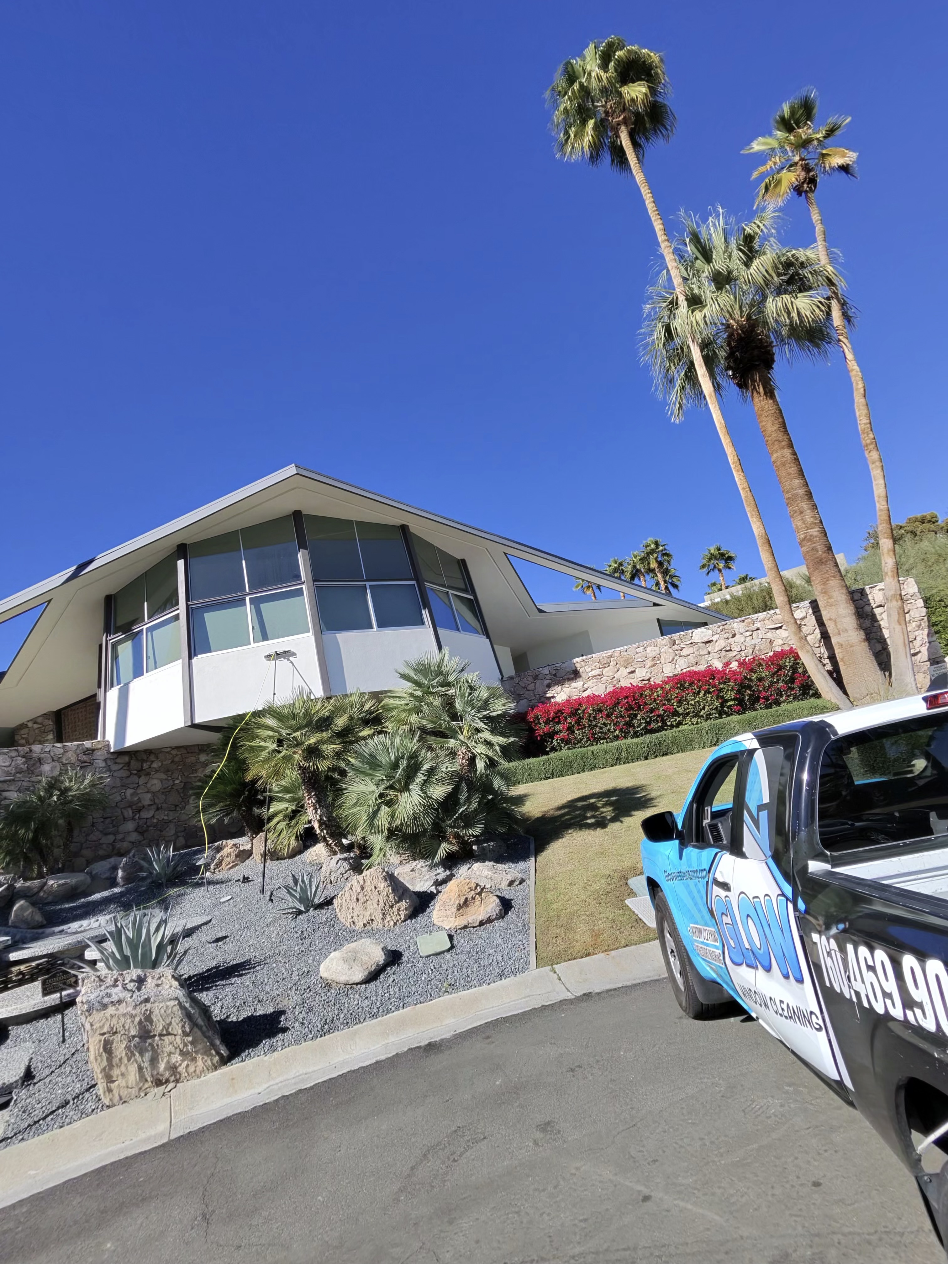 Mid-century modern home with Glow truck